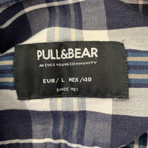 PULL & BEAR Plaid Long Sleeve Button Down Shirt - Picture 4 of 4